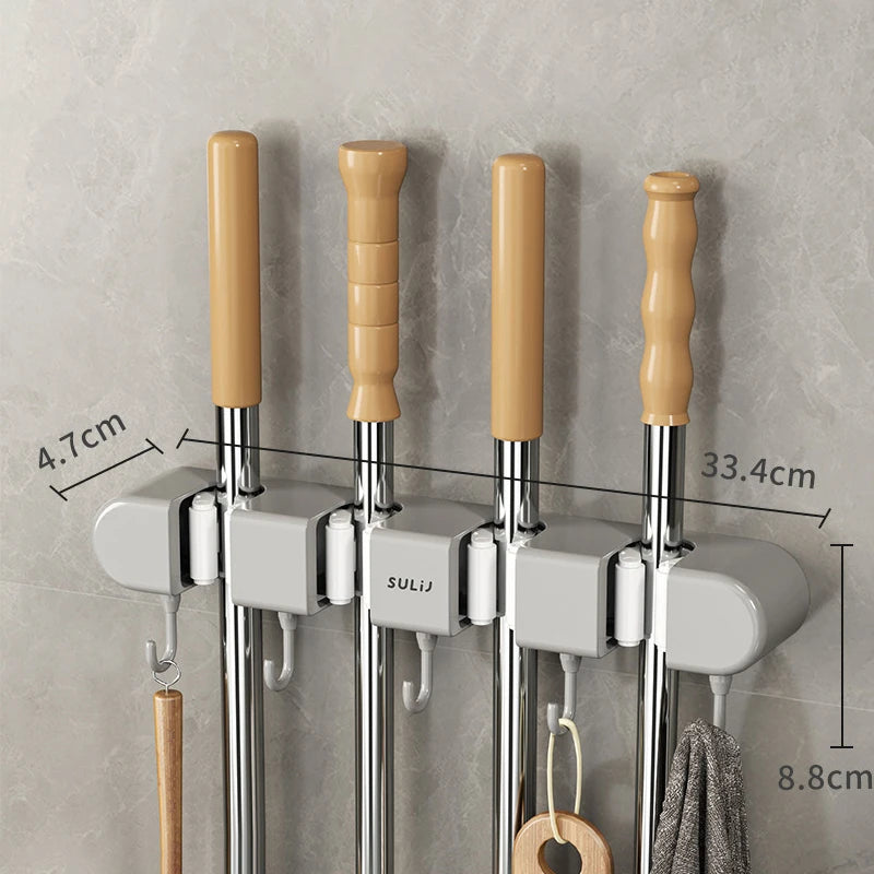 Wall-Mounted Mop & Broom Organizer