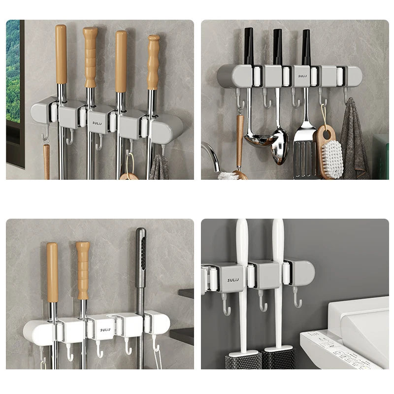 Wall-Mounted Mop & Broom Organizer