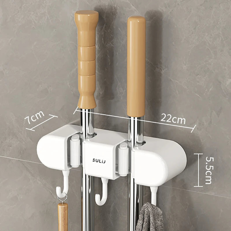 Wall-Mounted Mop & Broom Organizer