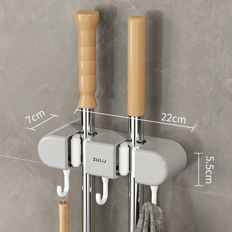 Wall-Mounted Mop & Broom Organizer