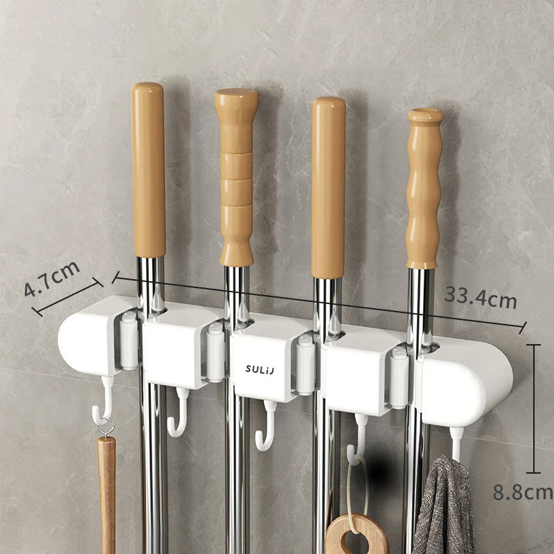 Wall-Mounted Mop & Broom Organizer