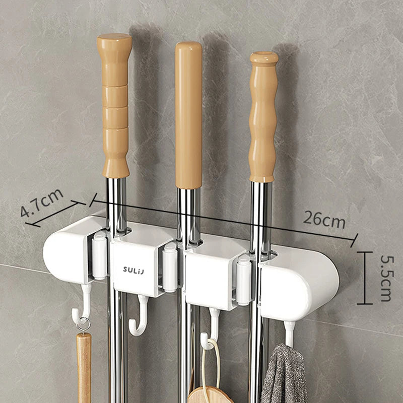 Wall-Mounted Mop & Broom Organizer