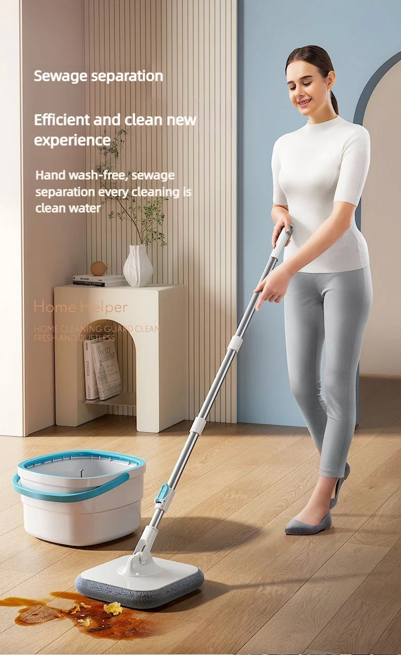 360 Spin Clean Mop with Bucket, Square Spin Mop, Microfiber.