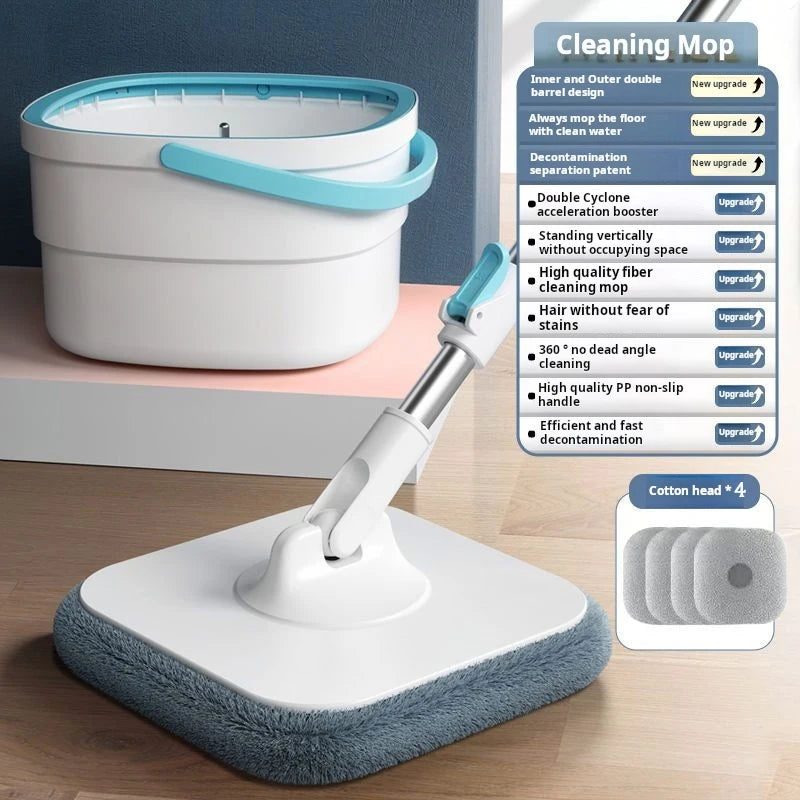 360 Spin Clean Mop with Bucket, Square Spin Mop, Microfiber.